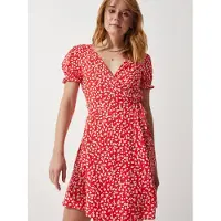 Happiness İstanbul Robe rouge orangé / blanc