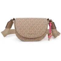 Michael Kors pour fille. R30632 Sac à bandoulière demi-lune beige (OSFA), Casuel, Polyuréthane, mode enfantine