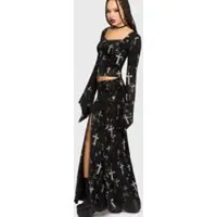 Killstar Jupe longue Gothic de - Crux Obscura - Tenebris Chapel - Jupe Longue - XS - 4XL - pour Femme - noir/gris - Taille L