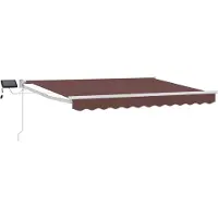vidaXL Store à bras articulés manuel avec LED, marron et blanc, 3,5 x 2,5 m