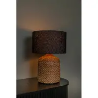 Lucide Lampe de table Arrah Ø 35cm - herbiers marins avec calotte noire