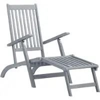 vidaXL Chaise longue avec repose-pieds et coussin, en bois massif d'acacia
