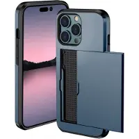 IMoshion Coque arrière avec porte-cartes pour Apple iPhone 14 Pro - Bleu foncé
