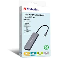 Verbatim 32151 Hub multiport CMH-08, 8 ports, USB-C Pro, gris/noir