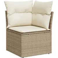 vidaXL Ensemble de salon de jardin 14 pièces avec coussins Beige Poly Rattan