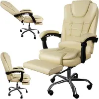 MT MALATEC MALATEC 23287 Chaise de bureau avec repose-pieds beige