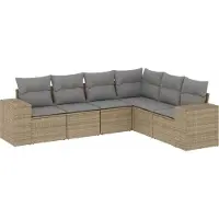 vidaXL Ensemble de salon de jardin 6 pièces avec coussins Beige Poly Rattan