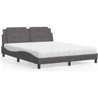 vidaXL Lit avec matelas "Zadar" Gris 160x200 cm Similicuir
