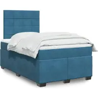 vidaXL Lit boxspring avec matelas bleu 120x200 cm velours