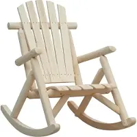 Outsunny fauteuil à bascule fauteuil de relaxation en bois de pin naturel 84A-046