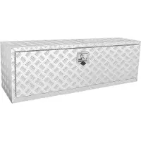 Vevor Boîte à Outils pour Camion 121,9×43×46 cm Coffre Sous-châssis Fixation Inférieure Caisse de Stockage en Alliage d'Aluminium Solide avec Serrure et Clés pour Remorque Pick-up Véhicules Transport