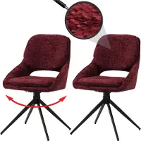 Mendler Ensemble de deux chaises de salle à manger HWC-N73, chaises de cuisine, pivotantes avec système de retour automatique, revêtues en tissu chenille (490 g/m²), couleur bordeaux