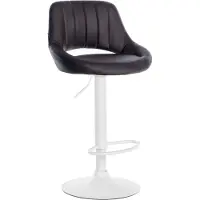 CLP Tabouret de bar Milet, revêtement en similicuir, réglable en hauteur, pivotant, avec dossier | Couleur : marron. Structure : blanc
