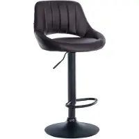 CLP Tabouret de bar Milet en similicuir, réglable en hauteur, pivotant, avec dossier, couleur marron, piètement noir