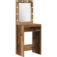vidaXL Table de maquillage, 2 pièces, marron, 50 x 41 x 135 cm, panneaux de particules