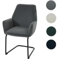 Mendler Chaise Freischwinger HWC-G67, chaise de salle à manger, chaise de cuisine, revêtement en tissu/textile MVG, couleur gris foncé