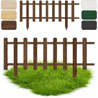Pemicont Floranica Clôture de jardin décorative en bois 30 cm x 100 cm Brune Clôture en piquets Bordure de pelouse