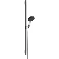 Hansgrohe Ensemble de douchette Raindance Alive Select S, 125, 3 jets, EcoSmart, avec barre de douche Unica S Puro de 90 cm, finition chrome