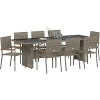 vidaXL Ensemble de jardin pour repas, 11 pièces, beige, en résine tressée