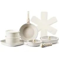 OEM Set de casseroles à induction VEVOR (17 pièces) avec poignées amovibles, casseroles à induction pour rôtir, sauces et cuisson (blanc)