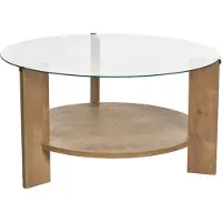 CALICOSY - Table basse 2 plateaux dont 1 en verre trempé D75 cm - CLARA