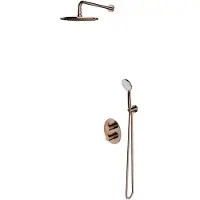 Omnires y - doucheset met inbouwthermostaat, met inbouwdeel, diameter 25 cm, 5 jets, koper