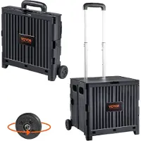 Vevor Chariot de Courses Capacité de Charge 36,2 kg Caddie Pliable Utilitaire Portable avec Poignée Télescopique Robuste 2 Roues Transport pour Voyages