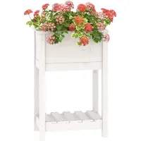 vidaXL Bac à plantes avec étagère Blanc 54x34,5x81 cm Pin massif