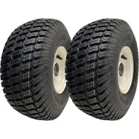 Parnells 15x6.00-6 Grass Lawnmower Wheels Tyres Fitted on Rims 25mm Bearings (Set of 2)