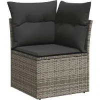 vidaXL Ensemble de salon de jardin 10 pièces avec coussins Gris Poly Rattan