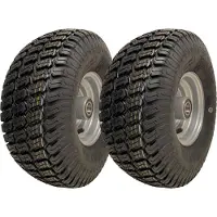 Parnells 15x6.00-6 Grass Lawnmower Wheels 4ply P332 Tyre on Rim 25mm Bearings (Set of 2)