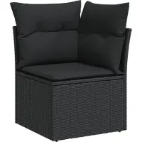 vidaXL Ensemble de salon de jardin 7 pièces avec coussins noir poly rotin
