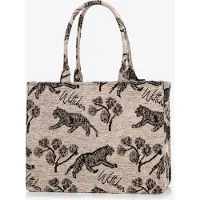 WITTCHEN Sac à provisions pour femme à motif jacquard, marron et noir, en coton