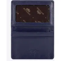 WITTCHEN Étui à cartes de visite pour homme en cuir, horizontal, bleu marine, cuir naturel