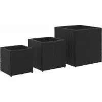 vidaXL Jardinières d'extérieur 3 pcs noir résine tressée