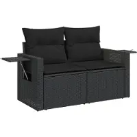 vidaXL Ensemble de salon de jardin 4 pièces avec coussins noir poly rotin