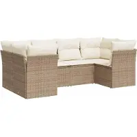 vidaXL Ensemble de salon de jardin 6 pièces avec coussins Beige Poly Rattan