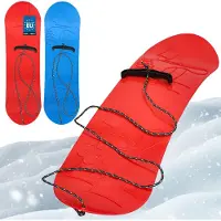 KOTARBAU 2 pcs Snowboard Enfant PVC 68x20cm Bleu & Rouge avec Corde Luge à Neige Traineau a Neige Luge Enfant Résistant Léger Snowboard Sans Fixation