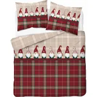 Detexpol Parure de lit de Noël 220x200 elfes de Noël rouge à carreaux 100% coton