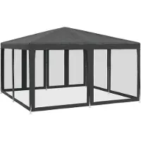 vidaXL Tente de réception avec 8 éléments latéraux en maille Anthracite 4x4 m HDPE