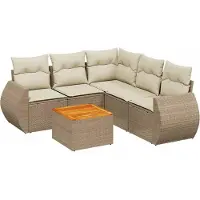 vidaXL Ensemble de salon de jardin 6 pièces avec coussins Beige Poly Rattan