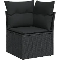 vidaXL Ensemble de salon de jardin 11 pièces avec coussins noir poly rotin