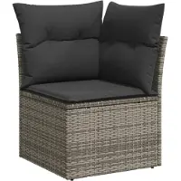 vidaXL Ensemble de salon de jardin 10 pièces avec coussins Gris Poly Rattan
