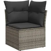 vidaXL Ensemble de salon de jardin 11 pièces avec coussins Gris Poly rotin