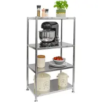 Shelfr 4 niveaux Étagère en acier inoxydable - 61x36x113 Étagère pour charges lourdes jusqu'à 60kg Étagère en métal Cuisine