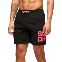 Superdry Homme Short de Bain Sportswear Logo Recyclé Longueur 43 cm Noir Taille: L