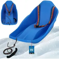 KOTARBAU Luge Enfant Plastique Bleu Sled Traineau Enfant Luge Traineau a Neige avec Dossier et Ceinture avec Corde pour Tirer Dans la Neige