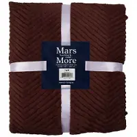 Mars & More : Couverture à carreaux "fischgrat" (motifs en losanges), couleur marron, dimensions 140x200 cm