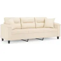 vidaXL Canapé 3 places avec coussins Beige 180 cm Tissu microfibre