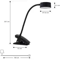 LINDBY - Maori LED Portable Lampe de Table w/Pince Noir